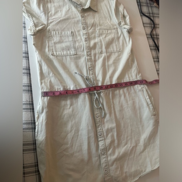 PAIGE Light Wash Mila Chambray Denim Cotton Button  Drawstring ShirtDress NWOT L - Picture 14 of 14